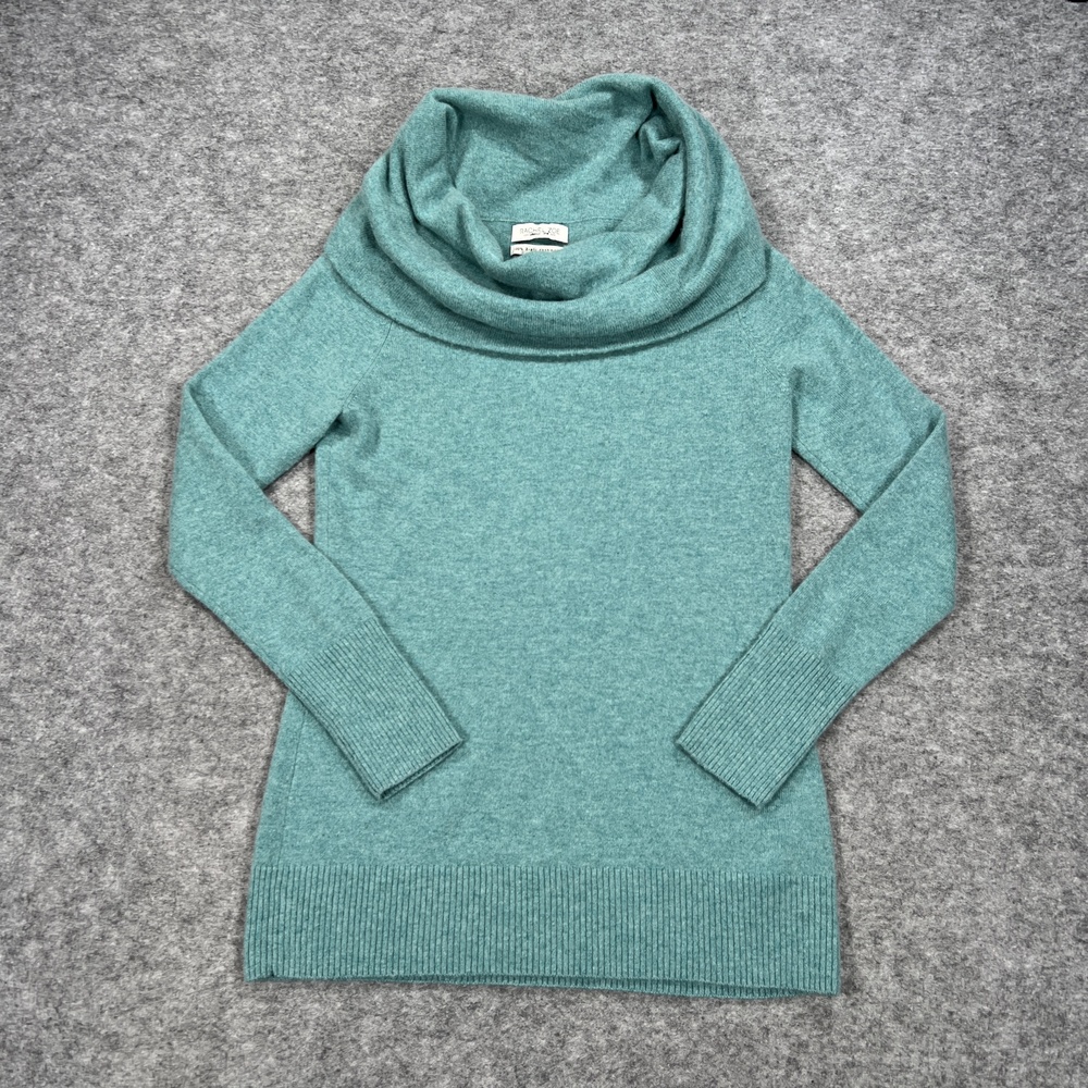 Rachel Zoe Sweater Womens S Turquoise Cowl Neck 2 Ply 100% Cashmere Slim Preppy